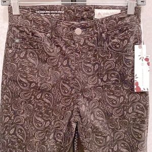 ⭐️HP⭐️NEW ANTHRO VELVET PAISLEY PANTS Adriano Goldschmied HiRise Stevie Ankle 26